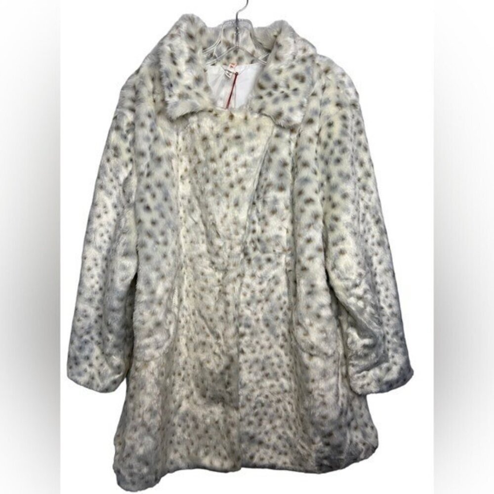 NWT Raga Siberian Snow Leopard Faux Fur Coat 1X - Picture 3 of 5